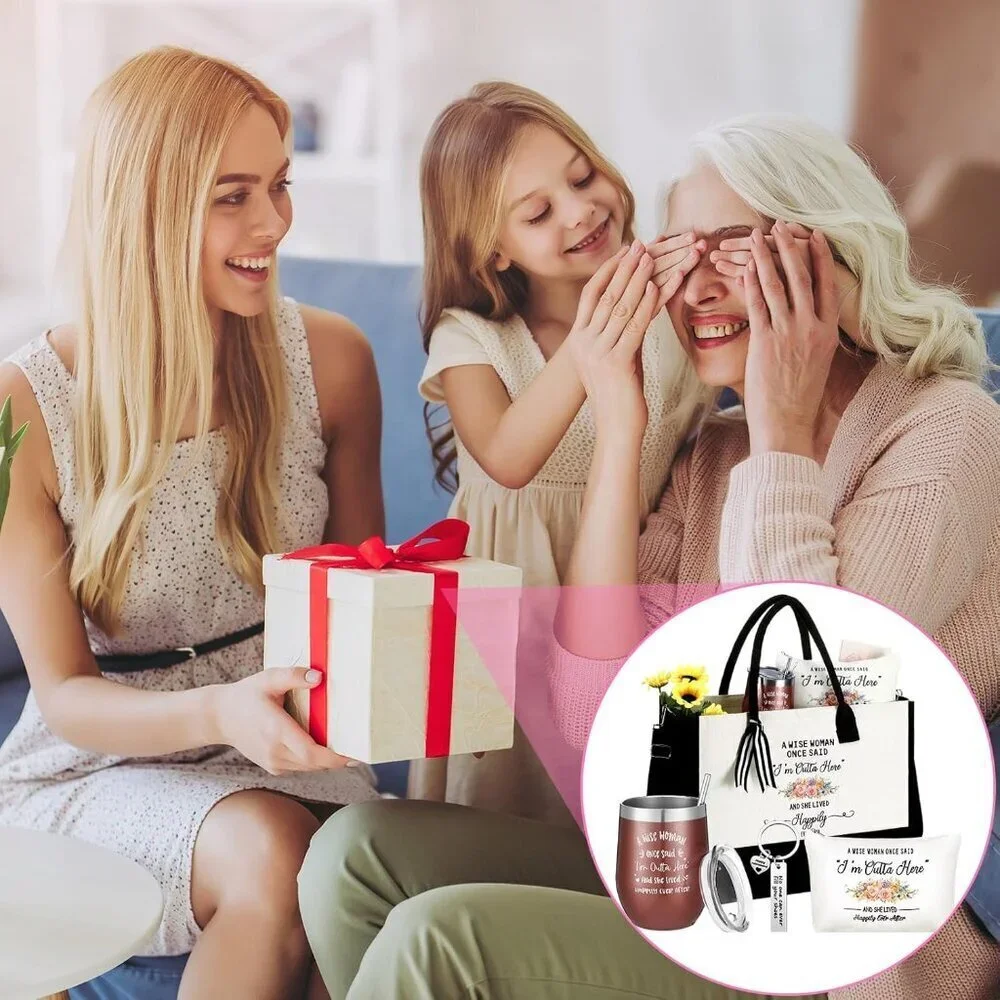 Retirement Gift Set Women Stainless Steel Tumbler Tote Cosmetic Keychain